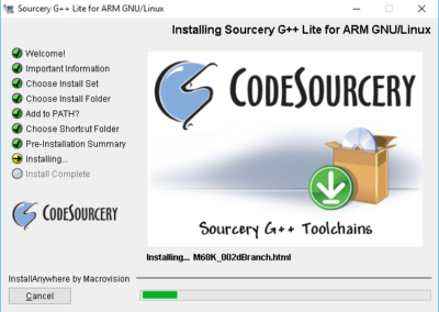 Laufende Installation des Sourcery Installationsprogramms.