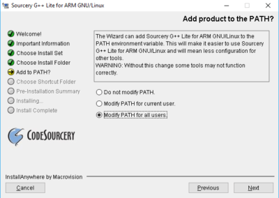 Path-Variable modifzieren oder nicht im Sourcery Installationsprogramm.