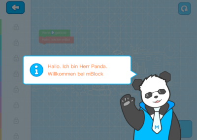 Makeblock iPad App Begrüßung durch Herr Panda.