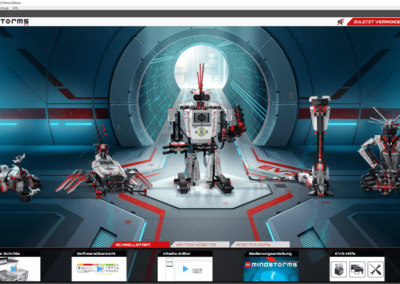 Lobby der Windows-Anwendung zum LEGO Mindstorms EV3.