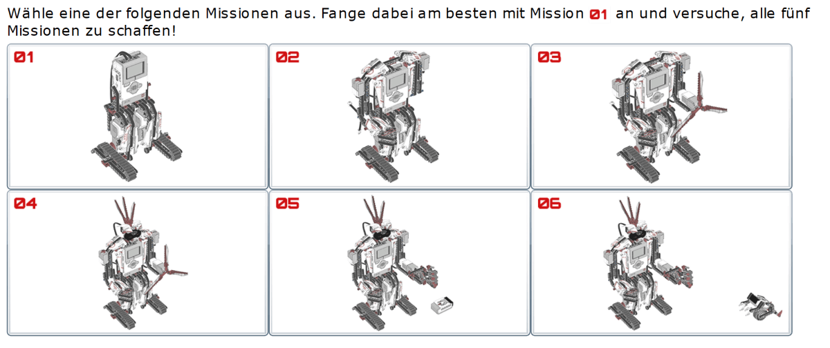 Zugriff auf EV3-Missionen in den LEGO®-Programmen