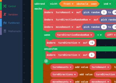 So sieht die Programmierung im Menüpunkt Code aus.