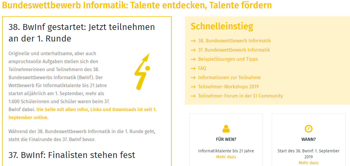 38. Bundeswettbewerb Informatik ist gestartet