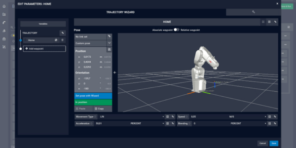 Die Benutzungsoberfläche der Software drag&bot