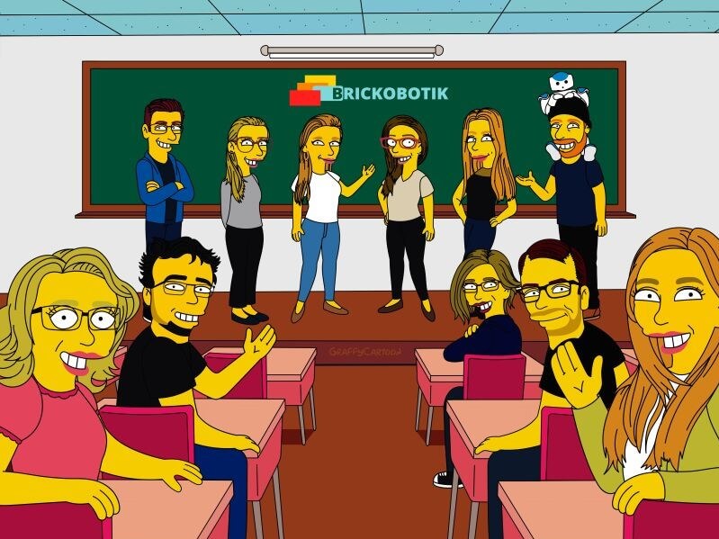 Das Team von brickobotik als Simpsons-Charaktere